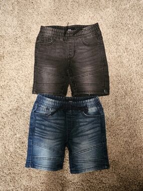 Kids Pull-On Denim Shorts - Black and Blue